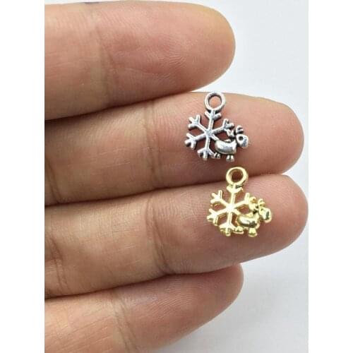 Eruifa 20pcs 10mm Mini Snowflake gold/Burnished Silver Zinc alloy Charms Pendant Jewelry DIY Necklace Bracelet Earrings 2 colors
