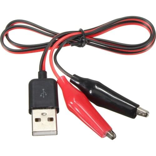Alligator Test Clips Clamp to USB Male Connector Power Supply Adapter Wire 58cm Cable Red and Black