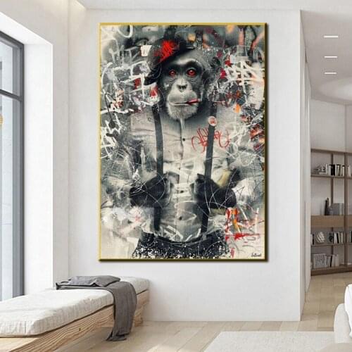 Canvas Painting Cuadros Wall Art Posters Prints Wall Pictures for Living Room Modern Wall Art Decor Animal Graffiti Art Monkey