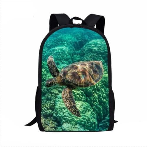 Cool Sea Turtle Pattern 3D Print School Bags for Teenage Boys Cool Children Daily Kids Book Bag Students Mochilas Custom