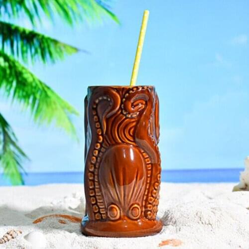 Creativity Octopus Hawaii Tiki Mugs Cocktail Cup Beer Beverage Mug Wine Mug Ceramic Mug Bar Tools Wine Accessories