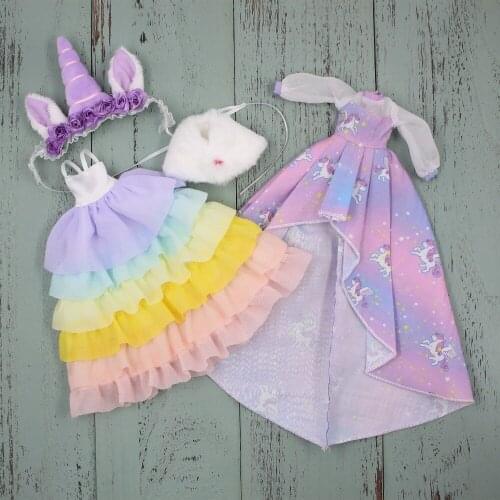 ICY DBS Blyth doll dress suit unicorn clothes toys fits licca body