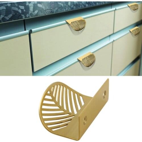 Leaf Shape Brass Door Knob Furniture Handles Drawer Pulls Cabinet Door Knobs