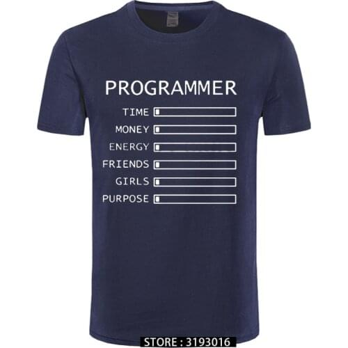 Computer Programmer Time Money Geek Nerd Funny T Shirt Men Short Sleeve Cotton Casual T-shirts