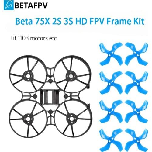 BETAFPV Beta75X 2S Whoop Frame Kit Black/White with 2 Sets 40mm 4-Blade Props 1.5mm Shaft Blue for 110X Motor 75mm 2S 3S