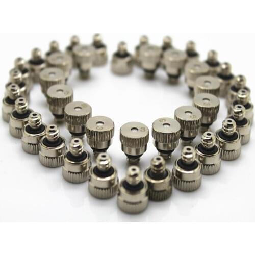 Nickel Plated Brass Misting Nozzle 0.1-0.8mm Orifice Threaded 10/24" Low Pressure Fog Nozzle Misting System Outdoor Cooling