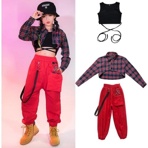 New Jazz Dance Costumes Long Sleeve Shirts Hiphop Pants Rave Clothes Girls Ballroom Hip Hop Clothes Performance Costumes DN8333