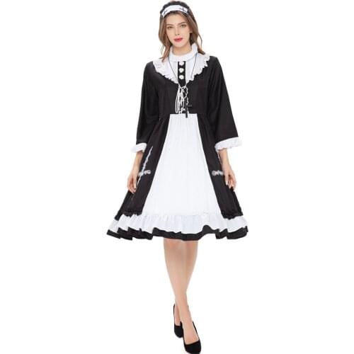 New Sexy Sweet Lolita Dress Maid Costume Anime Cosplay Maid Uniform Plus Halloween Costumes For Women nuns-cosplay