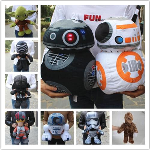 1piece huge 35-50cm Star Wars Force Awakens Darth Vader R2-D2 BB-8 robot C-3PO Master Yoda Kylo Ren FINN stuffed plush soft toys