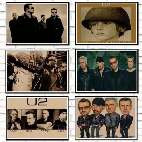 U2 poster. Ireland Home Furnishing decoration poster. Kraft acid rock music Poster Drawing core Wall stickers/6035