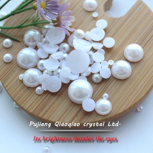DIY 100-5000pcs/pack ABS Resin 2mm-14mm Pearl material Semicircle flatback loose beads beauty pearl beads accessories