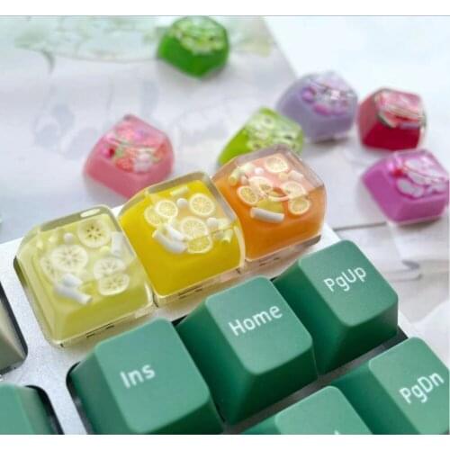 1PCS ESC keycaps fresh fruit personality resin keycaps transparent homemade mechanical keyboard handmade keycaps