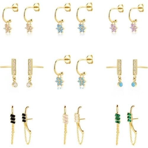 LOOXI Hoop Earrings for Women Round Earings Minimalist Colorful Zircon Jewelry Rock Punk Fashion Piercing Pendientes 2021 Trend