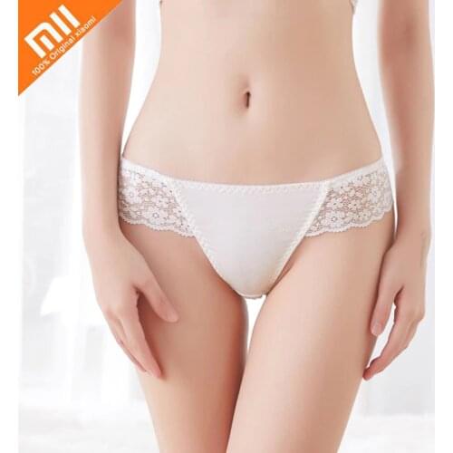 Xiaomi 1pcs Sexy Lace Thong Comfortable Breathable Cotton Womens Underwear Sweat-absorbent Quick-drying Briefs Underpants