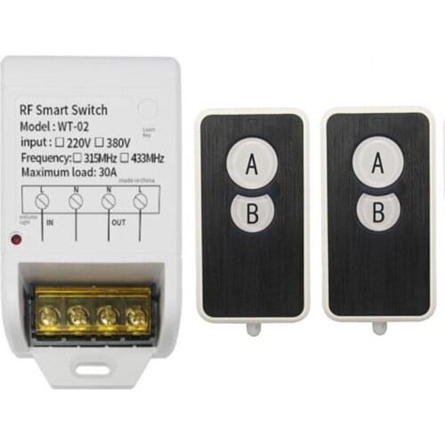 Universal Wireless RF Remote Control Switch AC 220V 30A Garage Water Pump Motor Receiver & 433MHz Remote Control