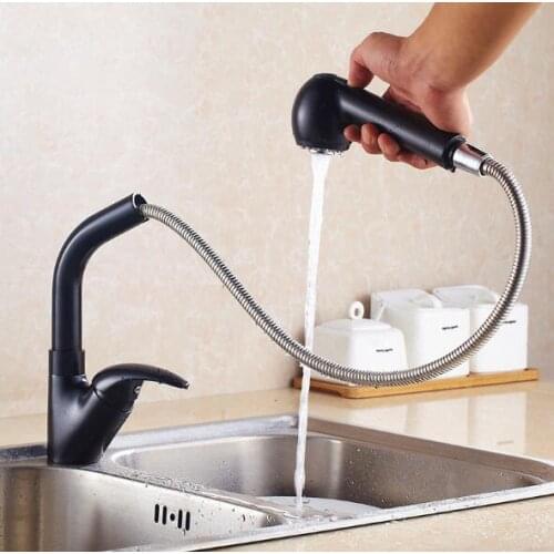 Free Shipping Pull Out kitchen faucet chrome or Black brass hot and cold water tap sink mixer tap wash basin faucet basin mixer