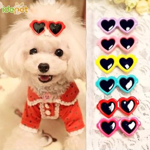 3pcs/Set Lovely Heart Pet Sunglasses Hairpins Dog Bows Hair Clips for Small Dogs puppy Cat Hair Accessories Teddy Pet Decor 35