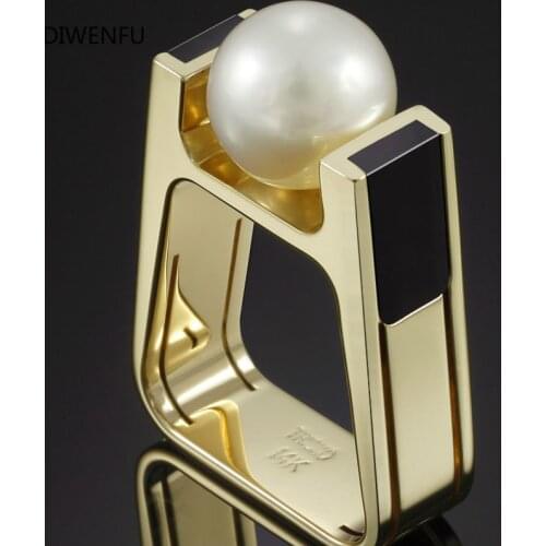 Pearl Jewelry 14K Yellow Gold Rings for Women 2021 Fashion White Wedding Jewelry Pure Bizuteria Gemstone Anillos De Wedding Ring