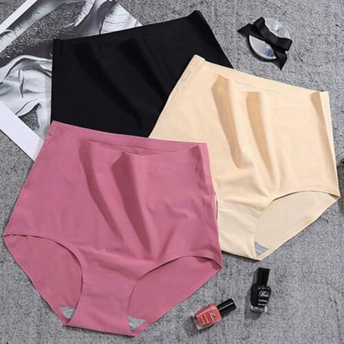 Womens Seamless Panties Large Sizes Summer Sexy Ultra-thin Cool Ice Silk Traceless Panties High Waist Underwear Plus Size