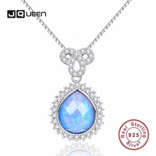New Fashion 925 Sterling Silver 10*12mm Drop-shaped Opal Eternal Knot Necklace Inlaid with Zircon Women Necklace