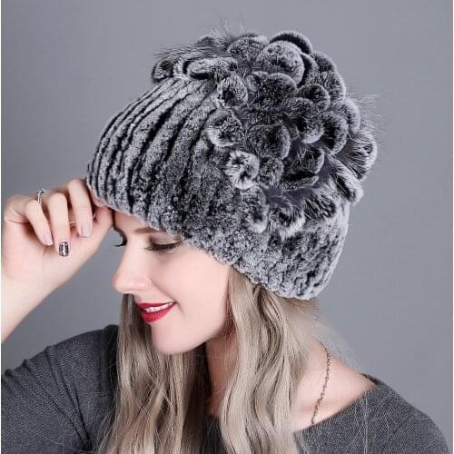 Winter Womans Ski Hat Hot-selling Style Russian Wool Fox Fashion Leather Hat Knitted Ear Protective Double-decker Cap Casual