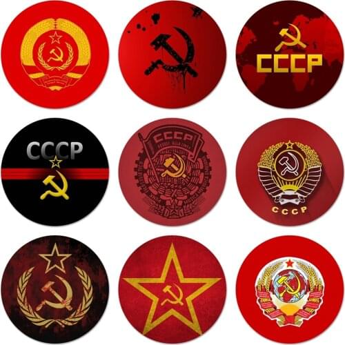 58mm Soviet Union USSR Grunge Flag Icons Pins Badge Decoration Brooches Metal Badges For Clothes Backpack Decoration
