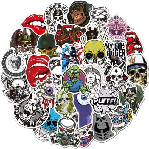 10/30/50PCS Horror Skull Zombie Graffiti Stickers DIY Skateboard Guitar Laptop Motorcycle Cool Decal Waterproof Kid Toy Sticker