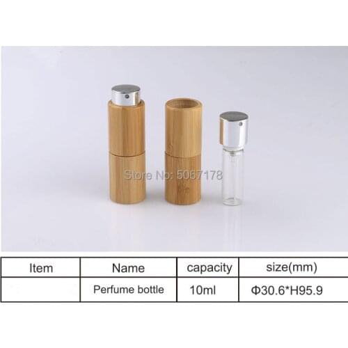 10ml Creative Rotary Bamboo Refillable Perfume Spray Bottle Empty Cosmetic Containers Perfume Bottle 10/30pcs
