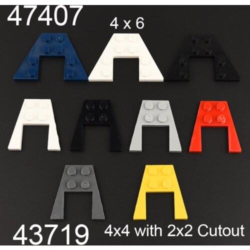 10PCS 43719 47407 Wedge Plate 4x4 with 2x2 Cutout Building block accessories parts MOC DIY Education Build Toys Brick