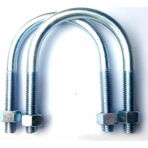 10pcs M8 serials U shape thread zinc plated carbon steel U thread bolt with 2 hex nuts anti-corrosive thread