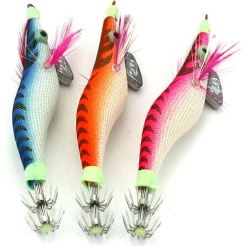 12pcs 8.2CM 7.8G #2.0 wood Shrimp fishing lueres Wrapped octopus Squid Jig Prawn fishing Baits trout pike pesca fishing tackles