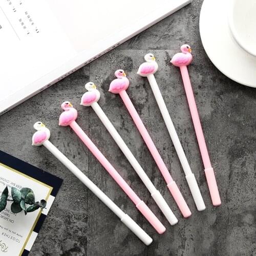 2Pcs/Lot Flamingo 0.5mm Writing Gel Pen Animal Black Ink Gel Pen Signature Pen Writing Tools School Office Supplies Gift