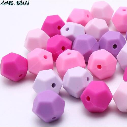 MHS.SUN 20Pcs Silicone Baby Teething Beads Chewable Pentagon Silicone Teether Baby Nursing Chew Jewelry For Necklace