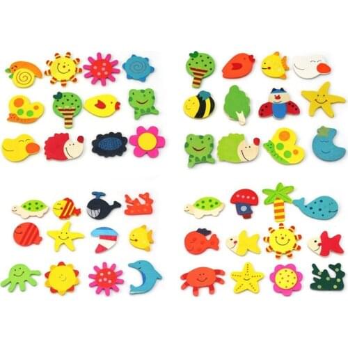 24 x New Wood Refrigerator Refrigerator Magnets Educational Toy for Baby Boy