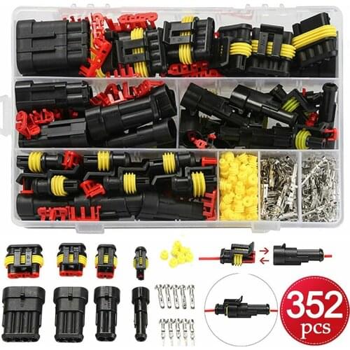 352pcs 1/2/3/4 Pin Auto Car Electrical Wire Connector Plug Way Waterproof Kit Electrical Connectors