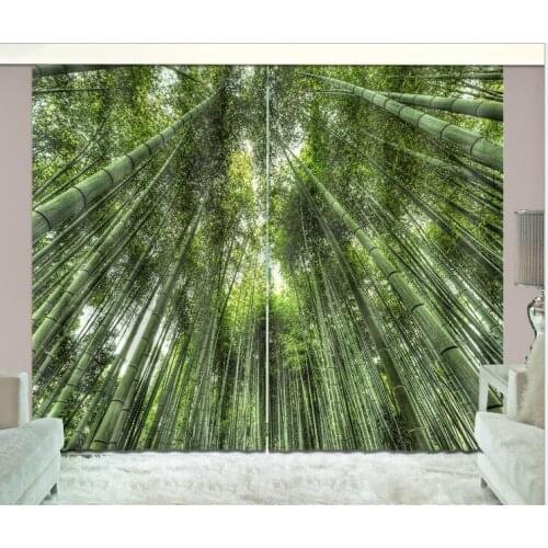 3D Window Curtains Creative bamboo forest Living Blackout Living Room office Bedroom decorate Drapes Cortina Rideaux pillowcase