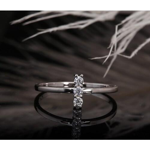 AEAW Fashion Jewelry Rings DF Color Moissanite 18k White Gold 0.102ct 3.0mm Band For Women