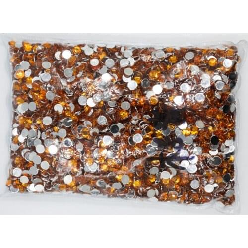Orange Color 1.5~12mm Flat Back Round Acrylic Rhinestones Beads,3D Acrylic Resin Nail Art / Garment Decoration