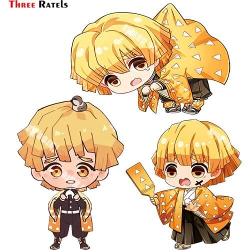 Three Ratels B275 Chibi Agatsuma Zenitsu Kimetsu No Yaiba Car Accessory Decoration Car Sticker Auto Decals