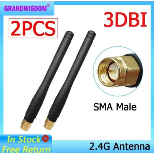 2pcs 2.4GHz WIFI Antenna 2dBi-3dbi Aerial SMA Male connector wi fi antena 2.4 ghz antenne wi-fi for Wireless Router antenas