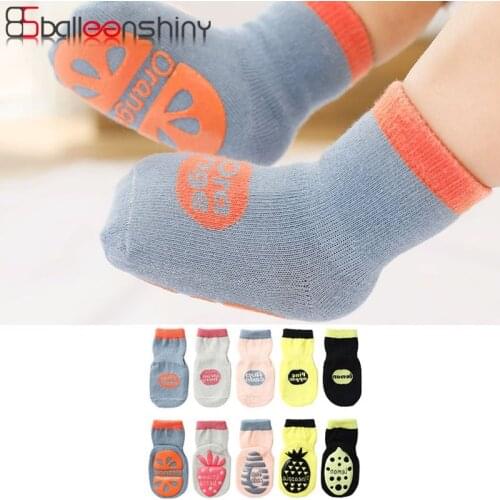 Balleenshiny Childrens Fruit Dispensing Non-slip Toddler Socks Cotton Baby Socks Pineapple Strawberry Kids Socks Foot Warmer
