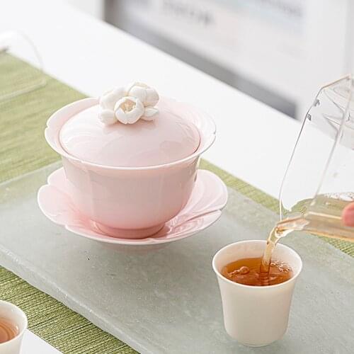 Tureen Single Pinch Flower Sancai Gaiwan Tea Cup Tureen Tea Cup