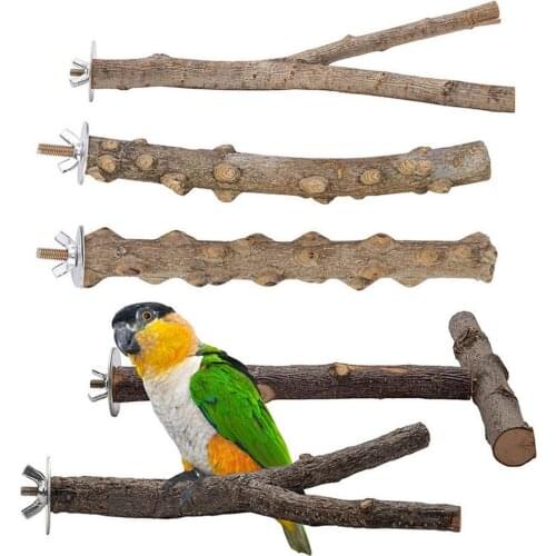 Pet Parrot Bird Standing Stick Wood Pole Pet Bird Parakeet Perches Bird Bite Claw Grinding Toy Pet Cage Accessories Pet Supplies