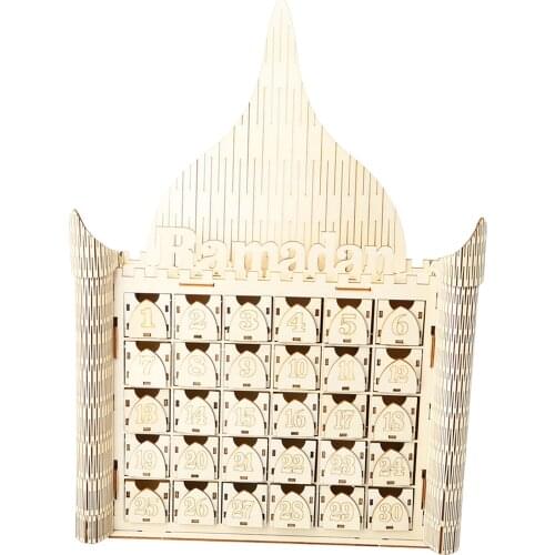Wooden Drawer Ramadan Decor Ornaments Eid Mubarak 30 Days Advent Calendar Drawers Festival Party Supplies