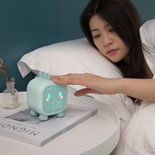 Kid Alarm Clock Cute Dinosaur Smart Digital Alarm Clock Usb Charging Childrens Bedroom Sleep Trainier Wake Up Clock Night Light
