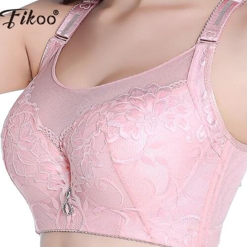 Fikoo Women Lace Bras with Mesh D E Cups Brassiere for Plus Size Lady White Black Blue 42 44 46 #Z015
