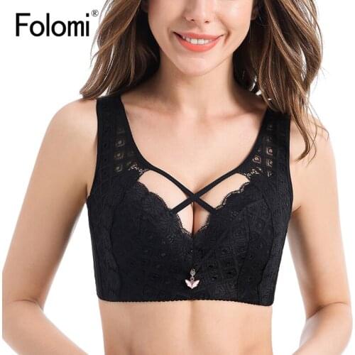 Sexy Cross Bras For Women Underwear Thin Cup Lace Lingerie Wire Free Bralette Plus Size 44 46 48