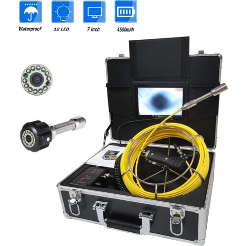 Water Pipe Inspection Camera Sewer Pipe Endoscope with 23mmCamera Head 7inch Monitor 20/30/40/50M Fiberglass Cable