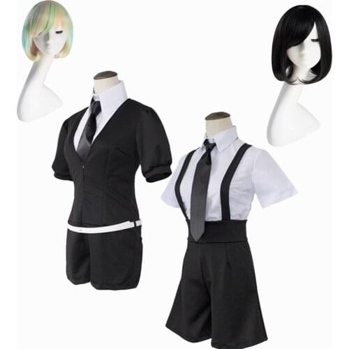 Japanese Anime land of the lustrous diamond Houseki no bort Kuni Jade Yellow Cosplay Costume Playsuit Outfits Uniforms Suits wig