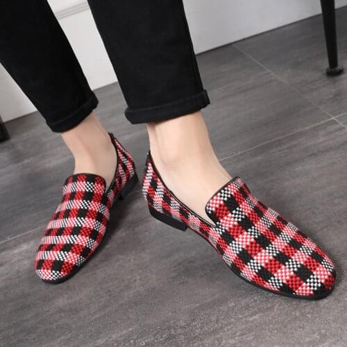 2020 Fashion Plaid Pattern Leather Shoes British Style Designer Loafers Comfortable Soft Bottom Business Casual Shoes Plus Size